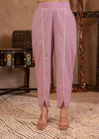 Juniper Lavender Embroidered Cotton Kurta with Palazzo & Cotton Sleeves | Grocsy