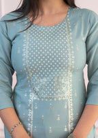 Juniper Women's Mint Printed Viscose Straight Fit Kurta | Grocsy