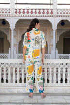 Juniper Multicolor Abstract Printed Co-Ord Set In White Base | Grocsy