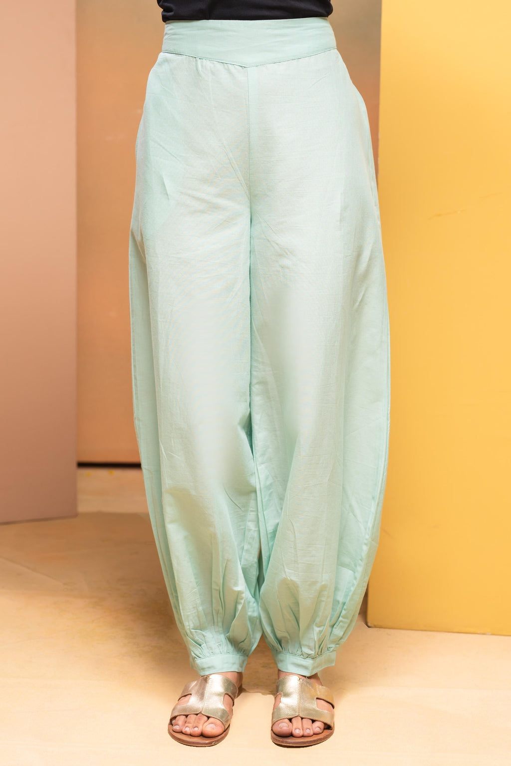 Juniper Mint Cotton Solid Pant For Women | Grocsy