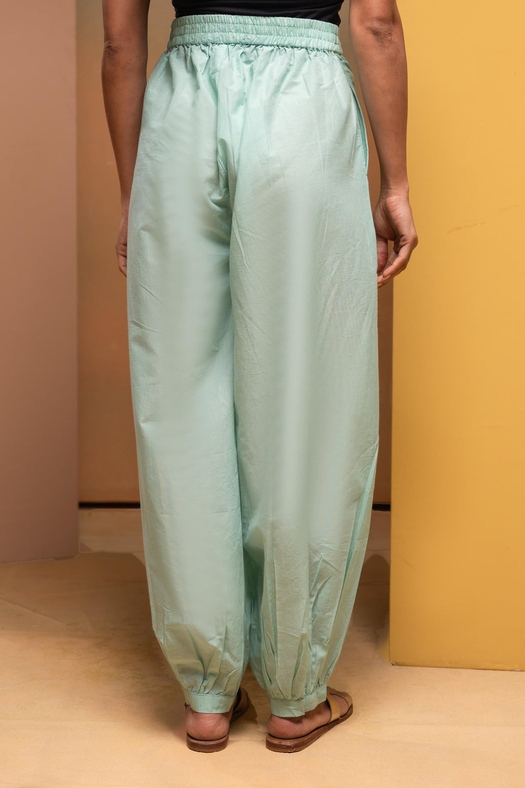 Juniper Mint Cotton Solid Pant For Women | Grocsy