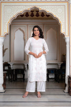 Juniper Off-White Chanderi Kurta with Bead Work & Thread Detailing | Grocsy