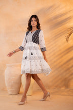 Juniper Black & White Heritage Tier Dress | Grocsy