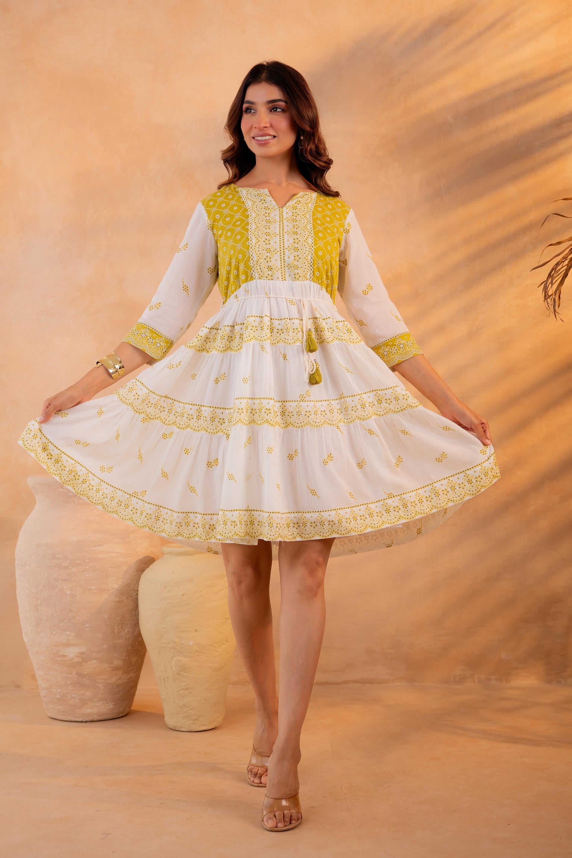 Juniper Lime Heritage Tier Dress | Grocsy