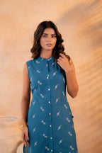 Juniper Indigo Bloom Border Kurta | Grocsy