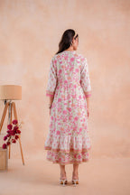 Juniper Ivory Gulbahaar Floral Tiered Dress | Grocsy