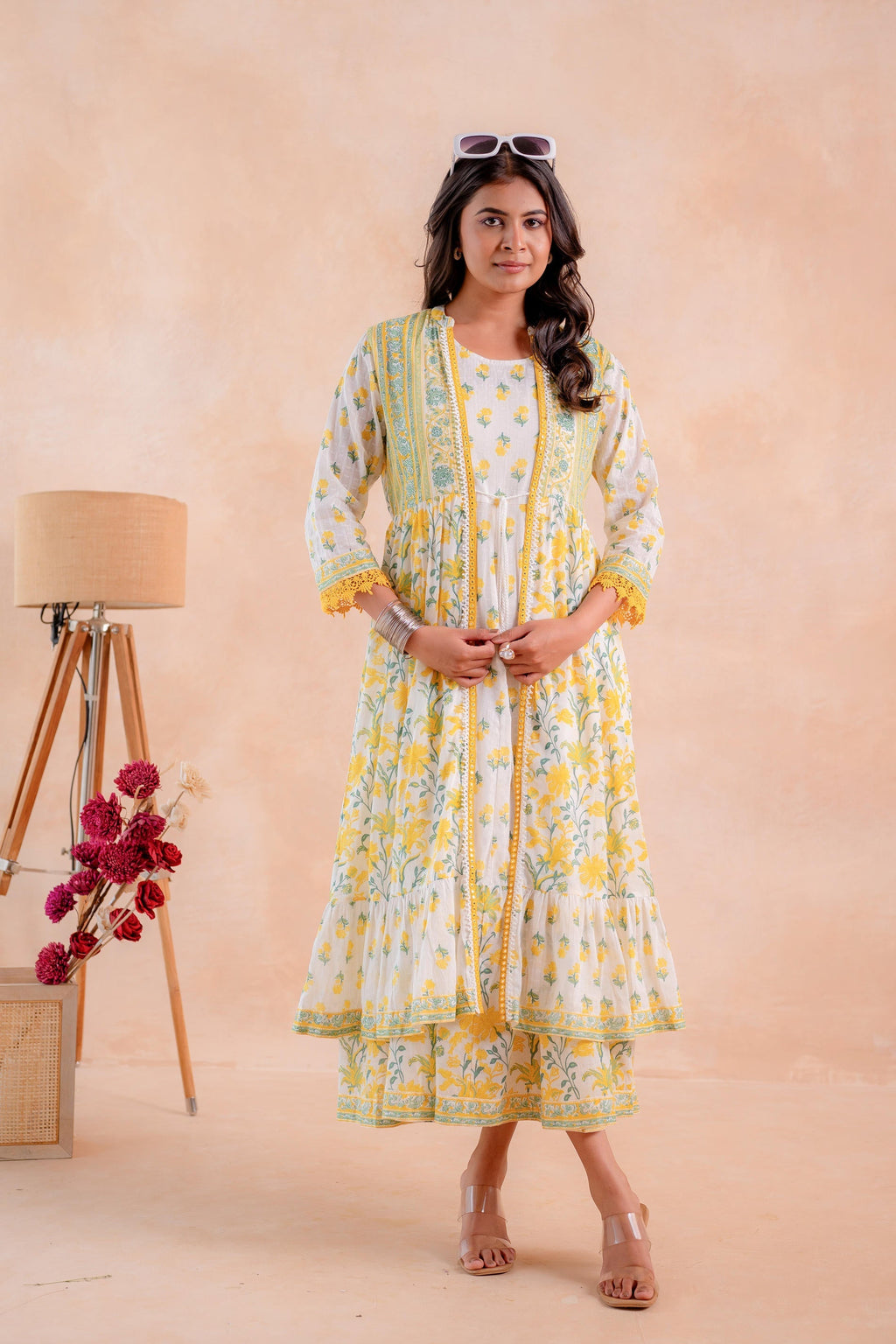 Juniper Sunlit Gulbahaar Floral Tiered Dress | Grocsy
