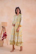 Juniper Sunlit Gulbahaar Floral Tiered Dress | Grocsy