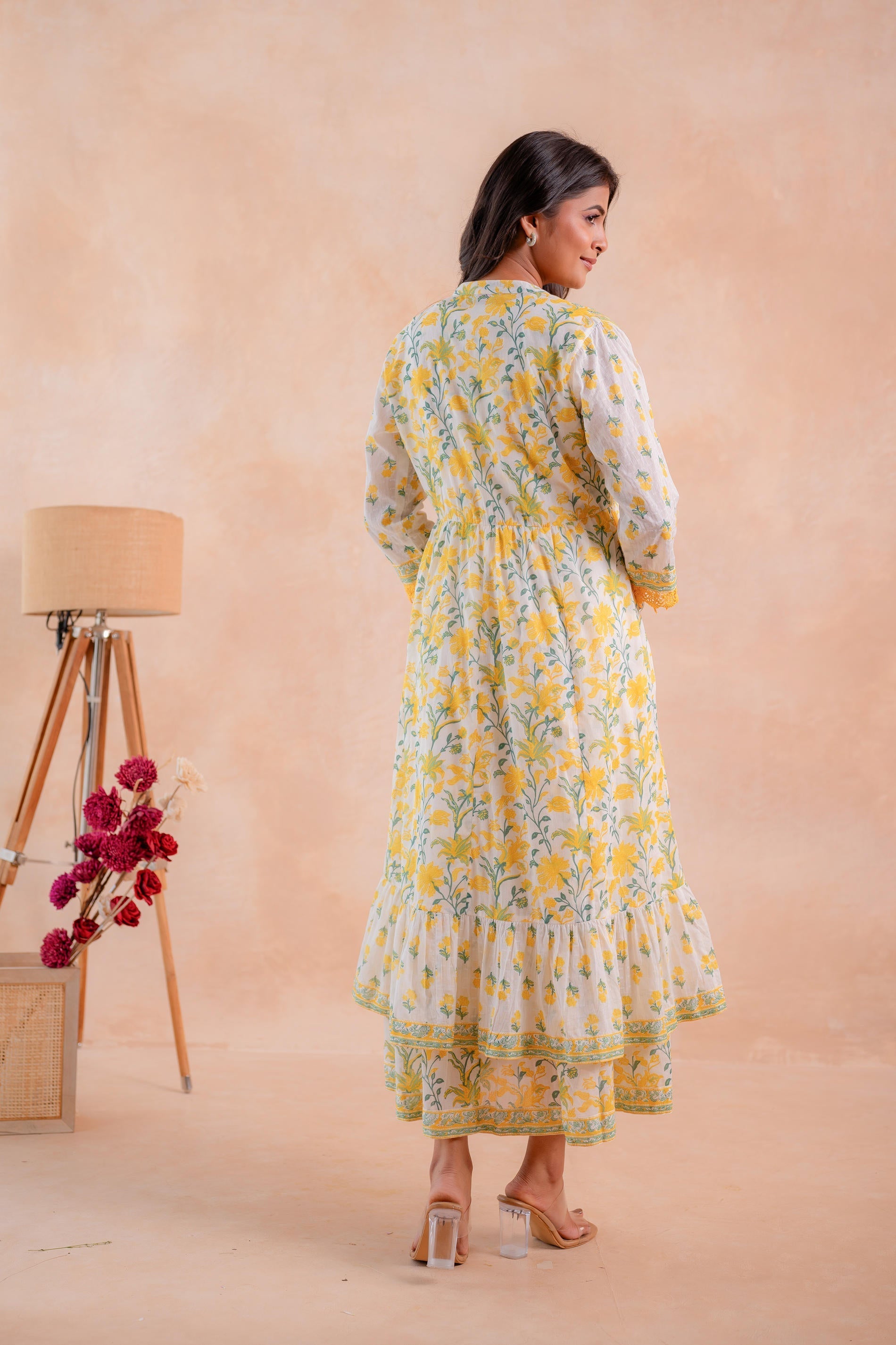 Juniper Sunlit Gulbahaar Floral Tiered Dress | Grocsy
