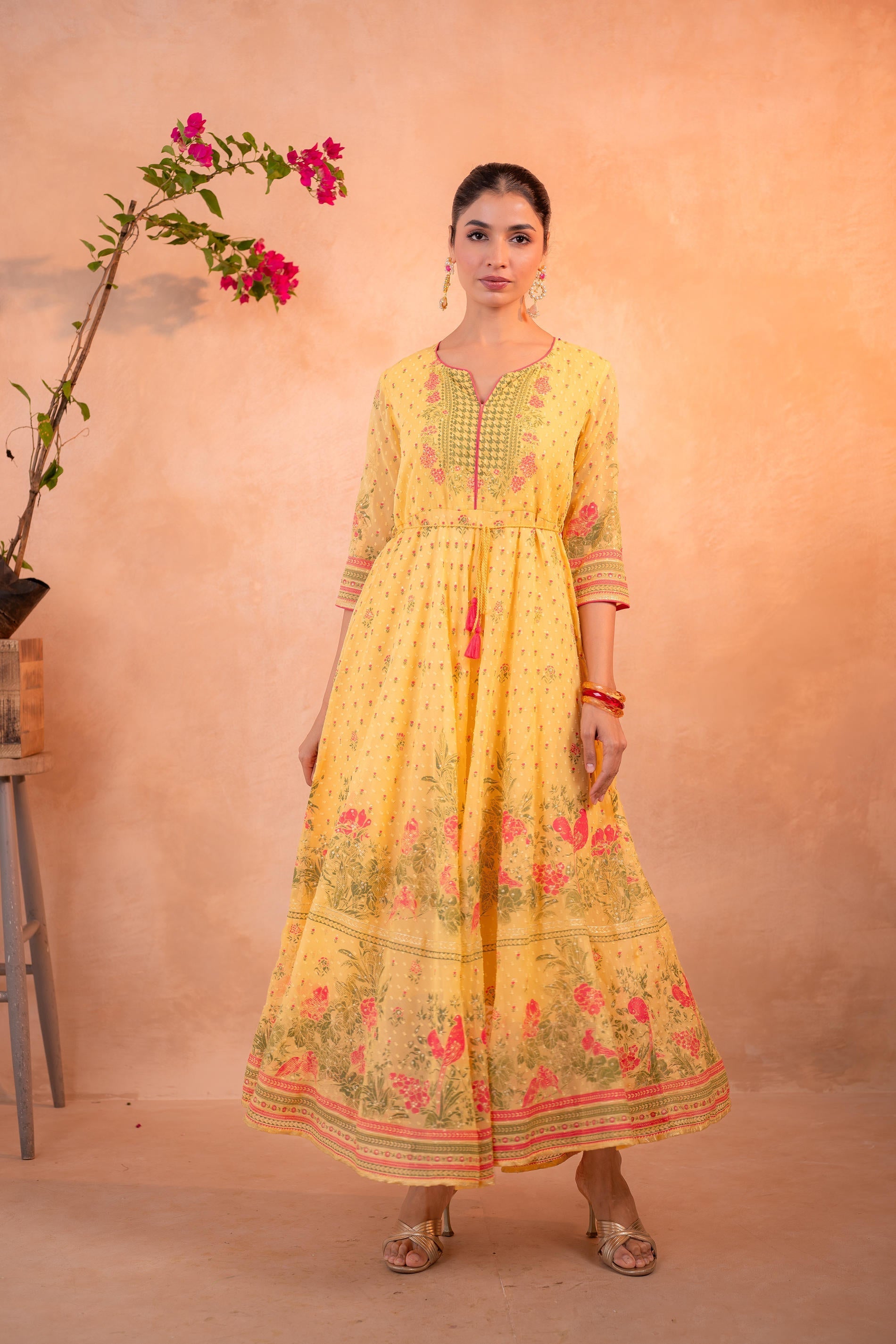 Juniper Gulnaar Gendaphool Garden Panelled Dress | Grocsy