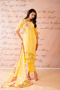 Juniper Yellow Floral Printed Kurta Pant And Dupatta Set | Grocsy