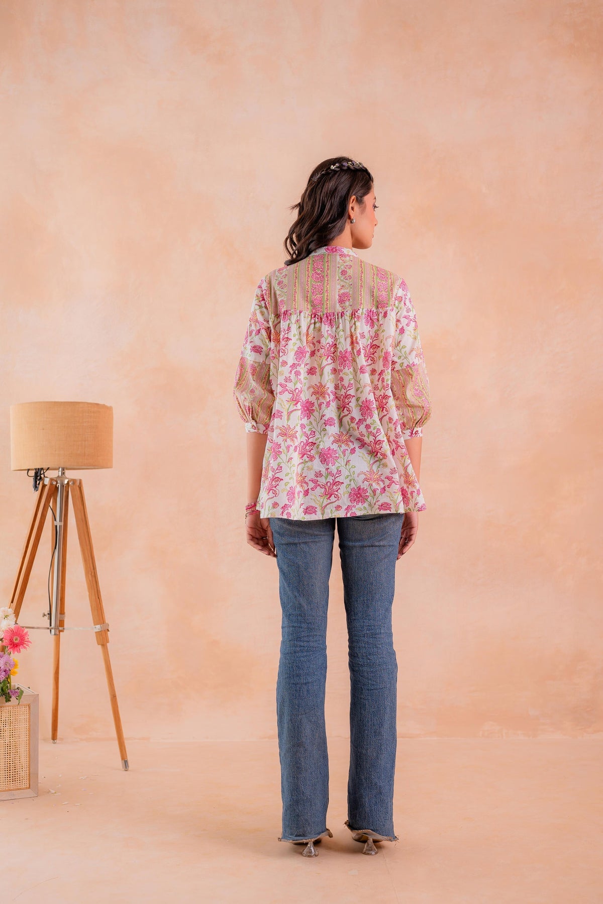 Juniper Floral Printed Gathered Ethnic Tunic | Grocsy