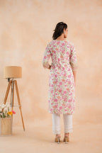 Juniper Ivory Blossom Panelled Kurta | Grocsy