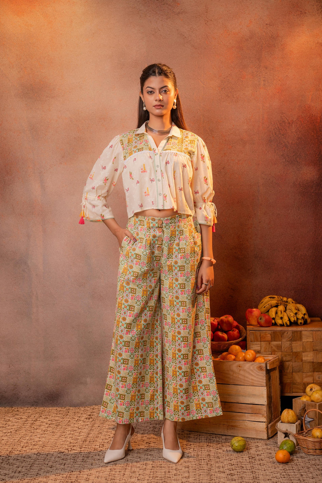 Juniper Ivory Folk Mosaic Co-Ord Set | Grocsy