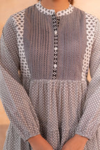 Juniper White & Black Printed Flared tunic with Pintuck Yoke | Grocsy