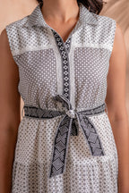 Juniper Black and White Tiered Midi Dress | Grocsy