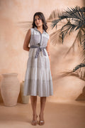 Juniper Black and White Tiered Midi Dress | Grocsy