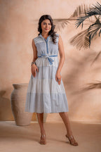 Juniper Neel Aangan Tiered Midi Dress | Grocsy