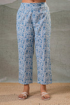 Juniper Neelambar Skyblue Printed Flared Kurta Pant And Dupatta Set | Grocsy