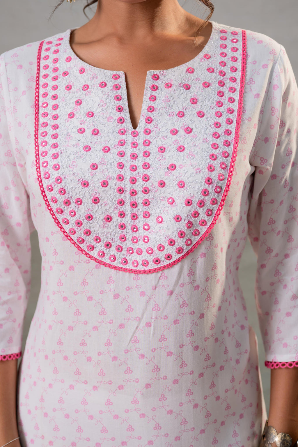 Juniper Rosebud Yoke Printed Kurta | Grocsy