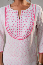 Juniper Rosebud Yoke Printed Kurta | Grocsy