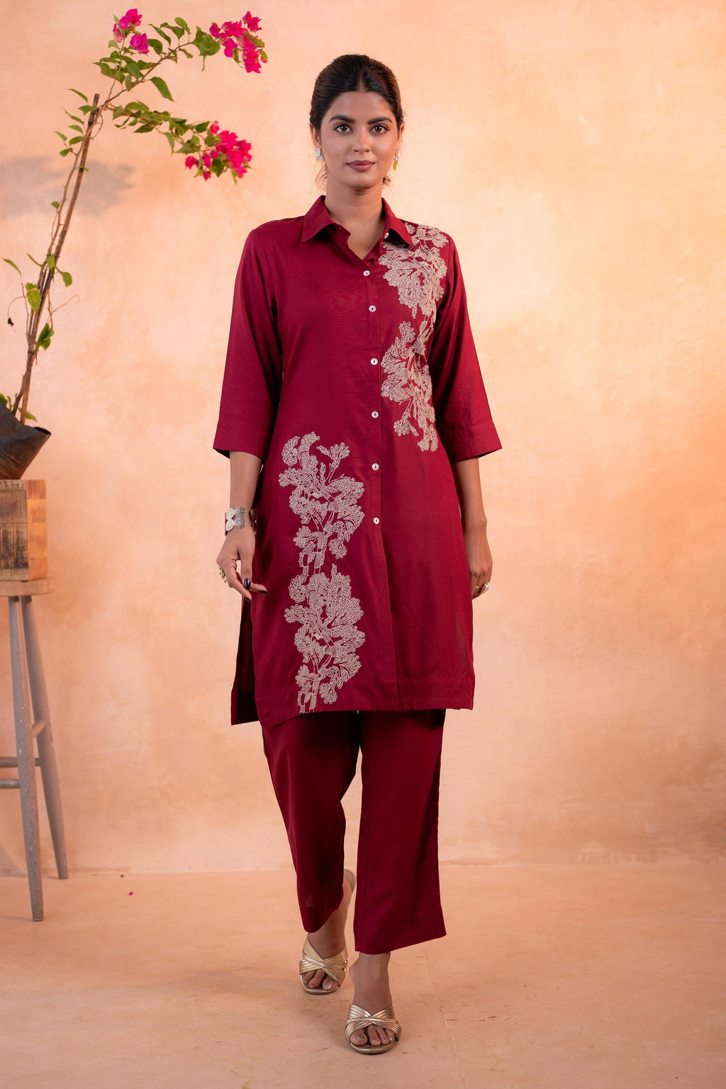 Juniper RedWood Bloom Printed Kurta Set | Grocsy