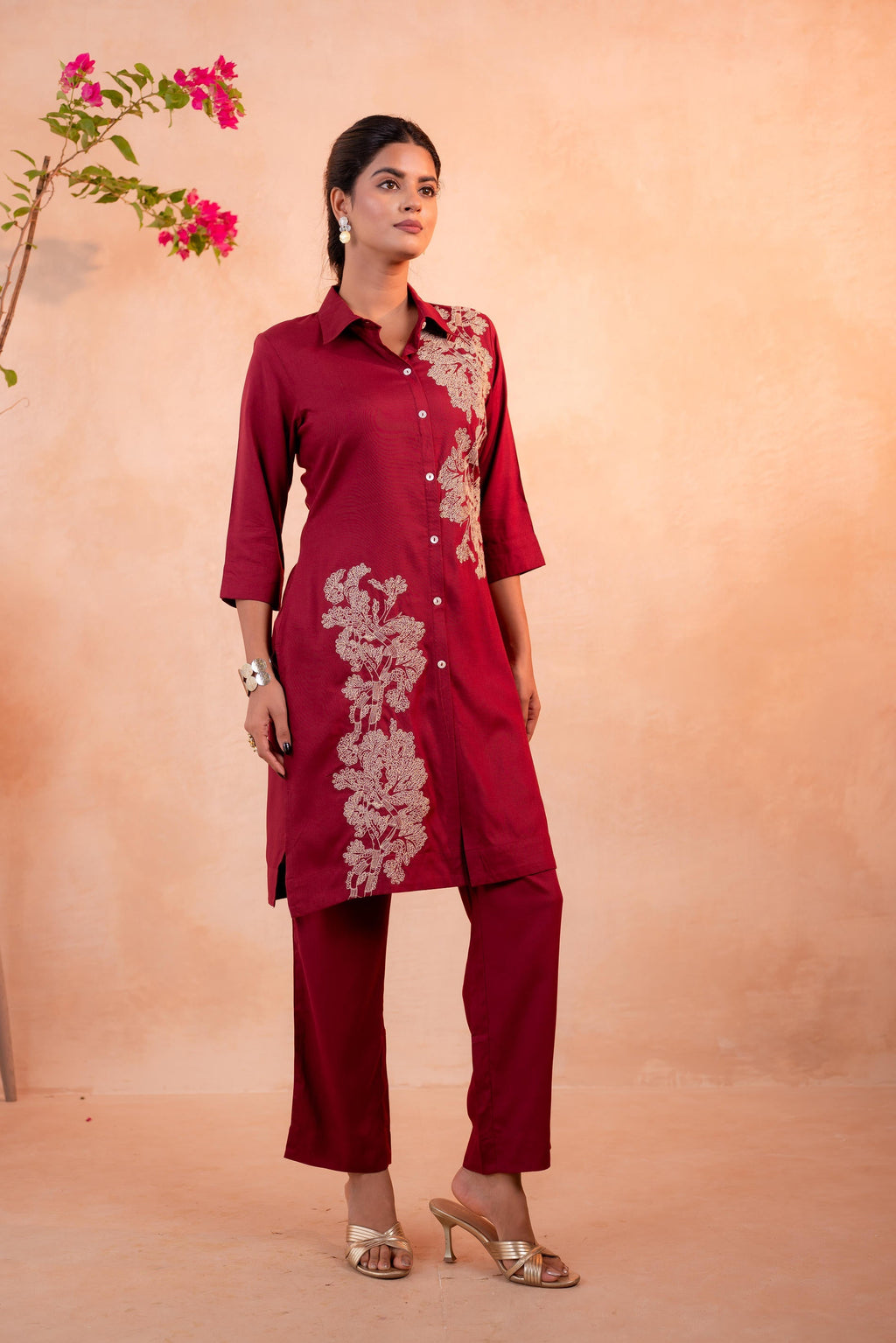 Juniper RedWood Bloom Printed Kurta Set | Grocsy