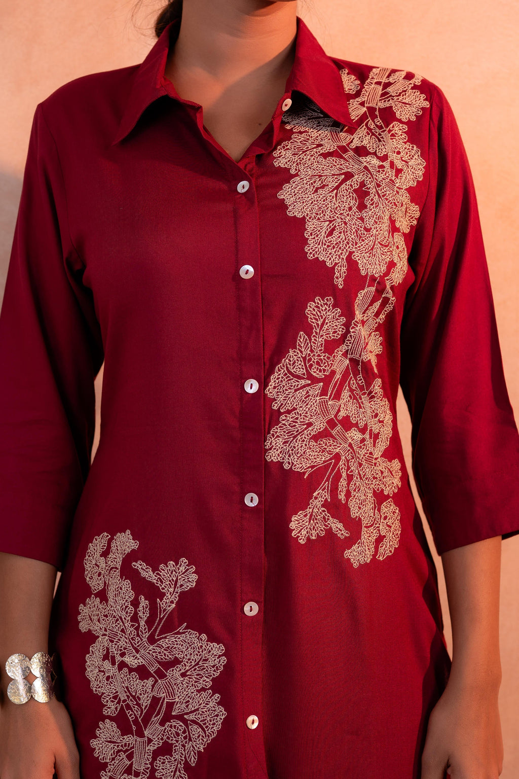Juniper RedWood Bloom Printed Kurta Set | Grocsy
