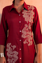Juniper RedWood Bloom Printed Kurta Set | Grocsy