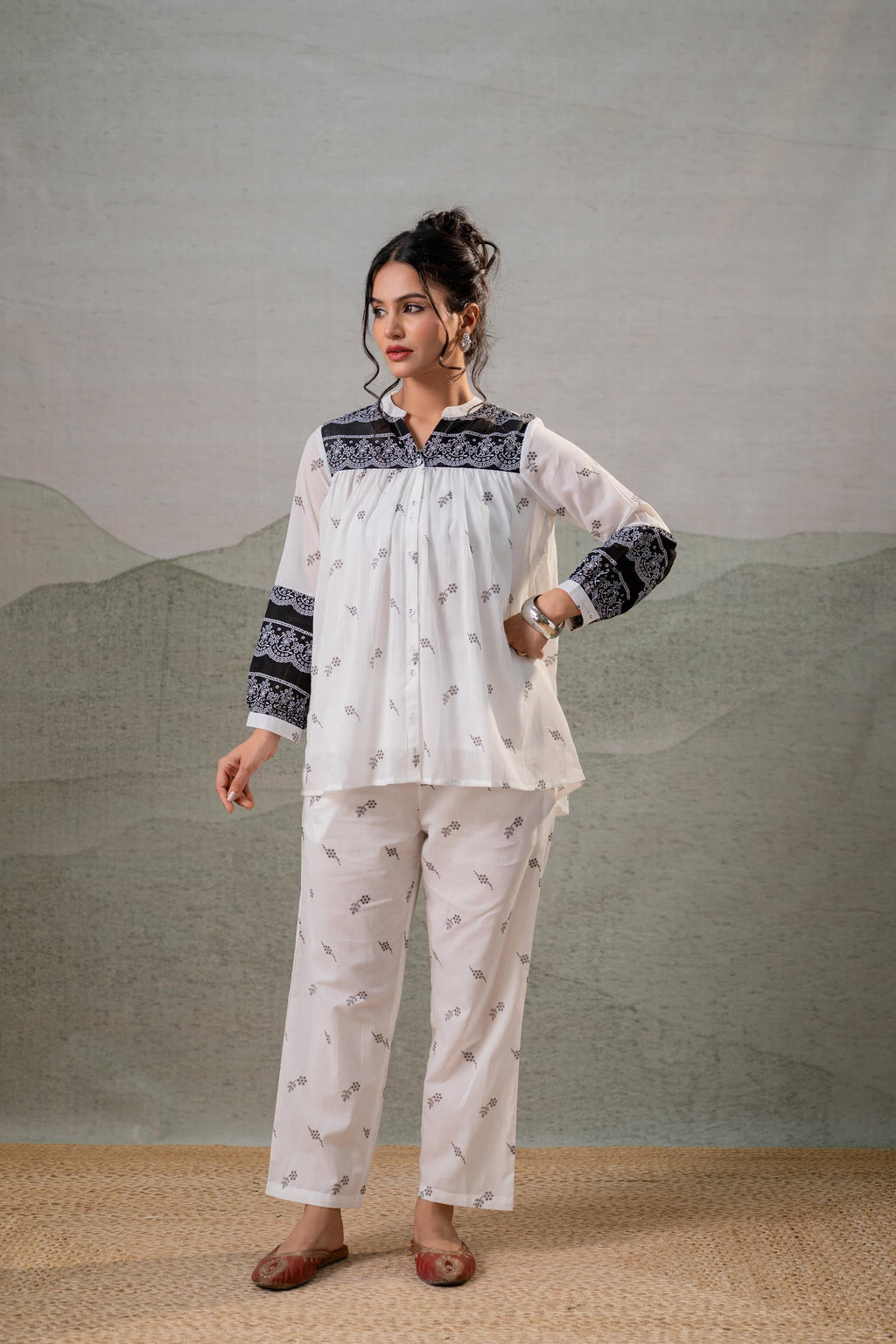 Juniper Ivory Kalaa Printed Tunic Set | Grocsy