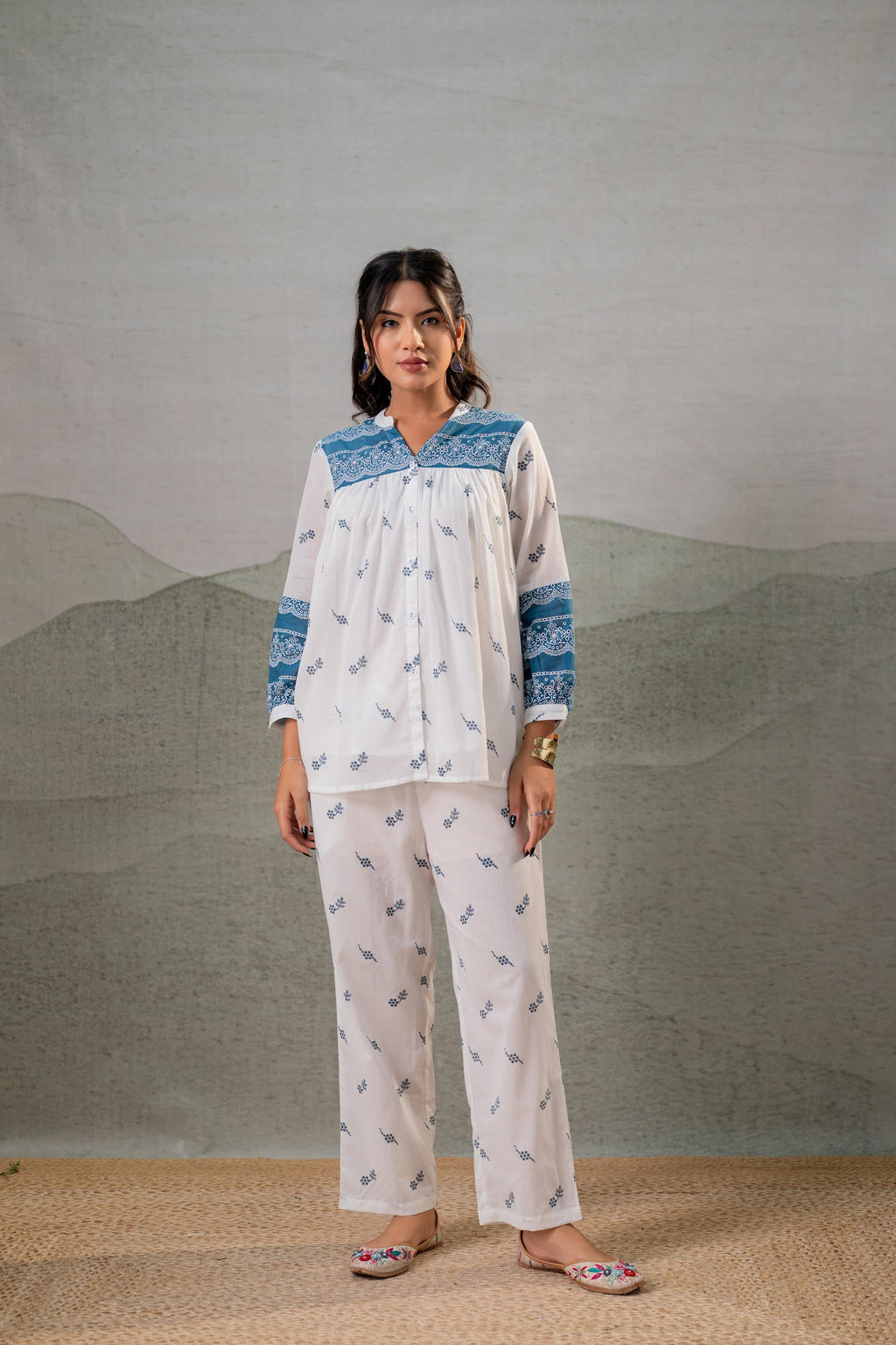 Juniper Ivory Kalaa Printed Tunic Set | Grocsy