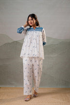 Juniper Ivory Kalaa Printed Tunic Set | Grocsy