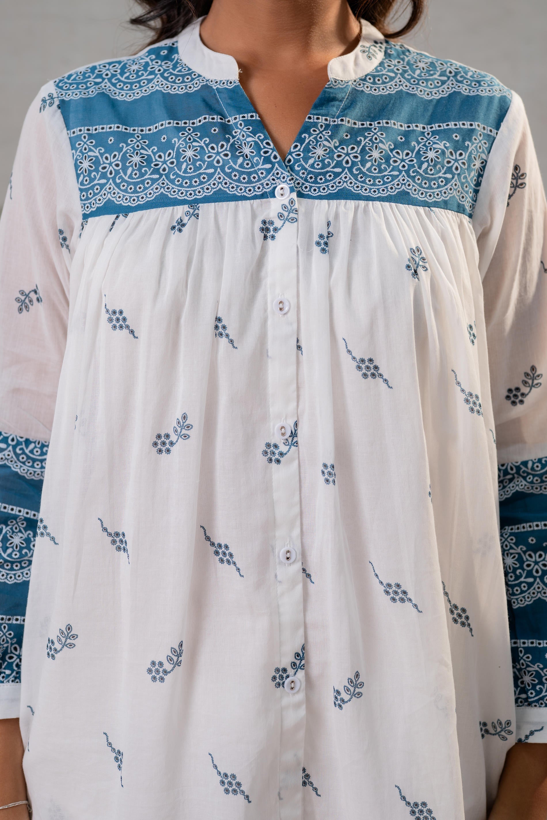 Juniper Ivory Kalaa Printed Tunic Set | Grocsy