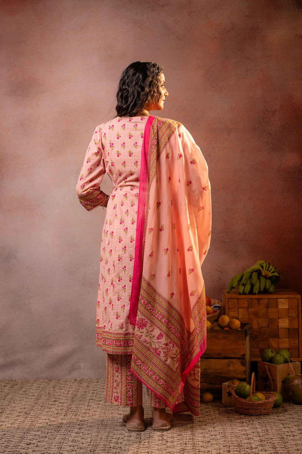 Juniper Gulnaar Garden Printed Kurta Pant And Dupatta Set | Grocsy