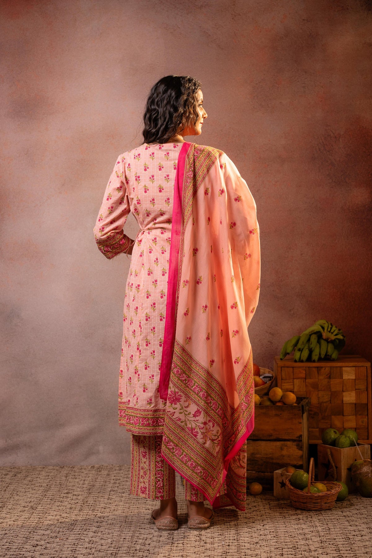 Juniper Gulnaar Garden Printed Kurta Pant And Dupatta Set | Grocsy
