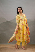 Juniper Bloom Veil Floral Anarkali Kurta Pant And Dupatta Set | Grocsy