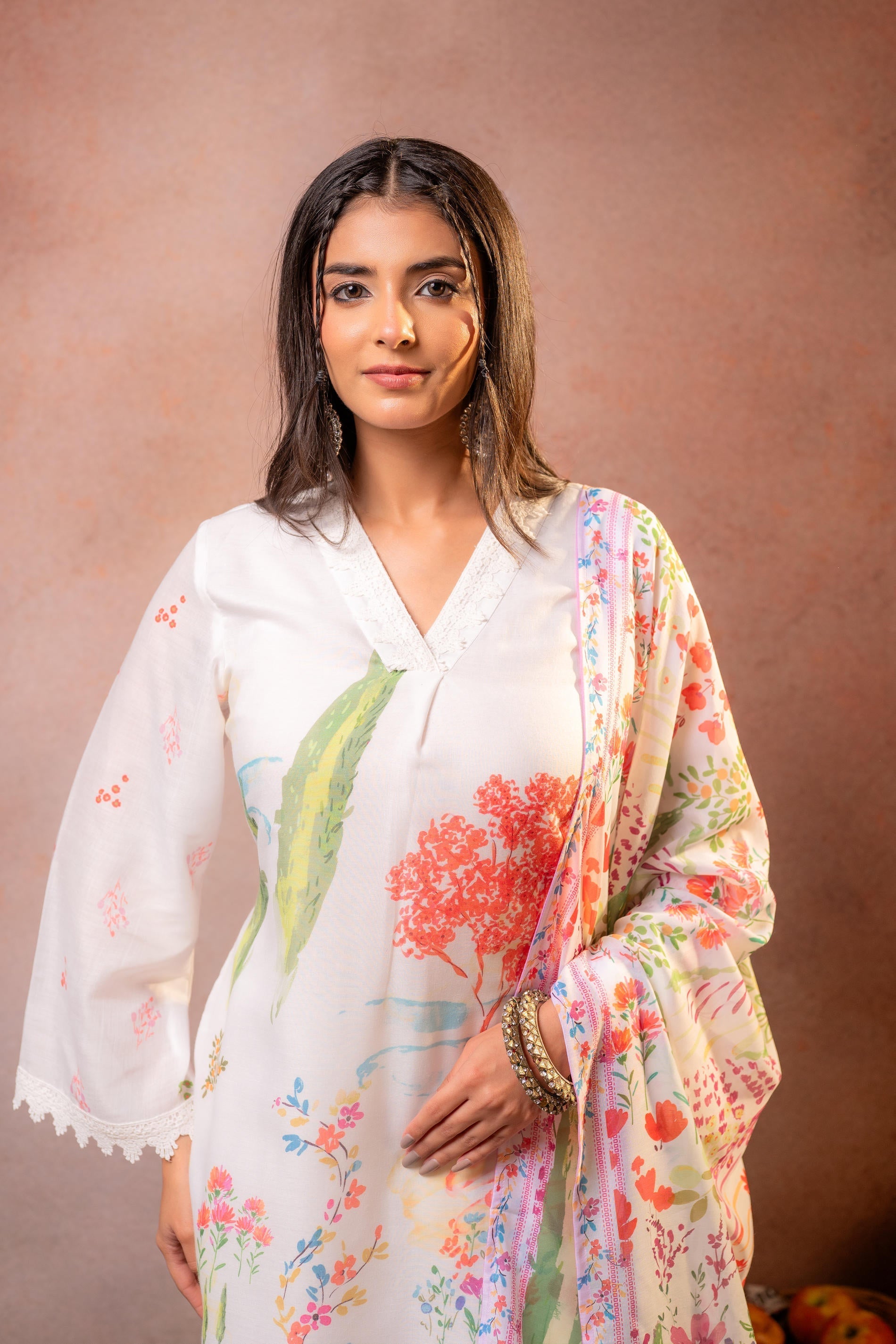 Juniper Gulnaar Garden Printed Kurta Set | Grocsy