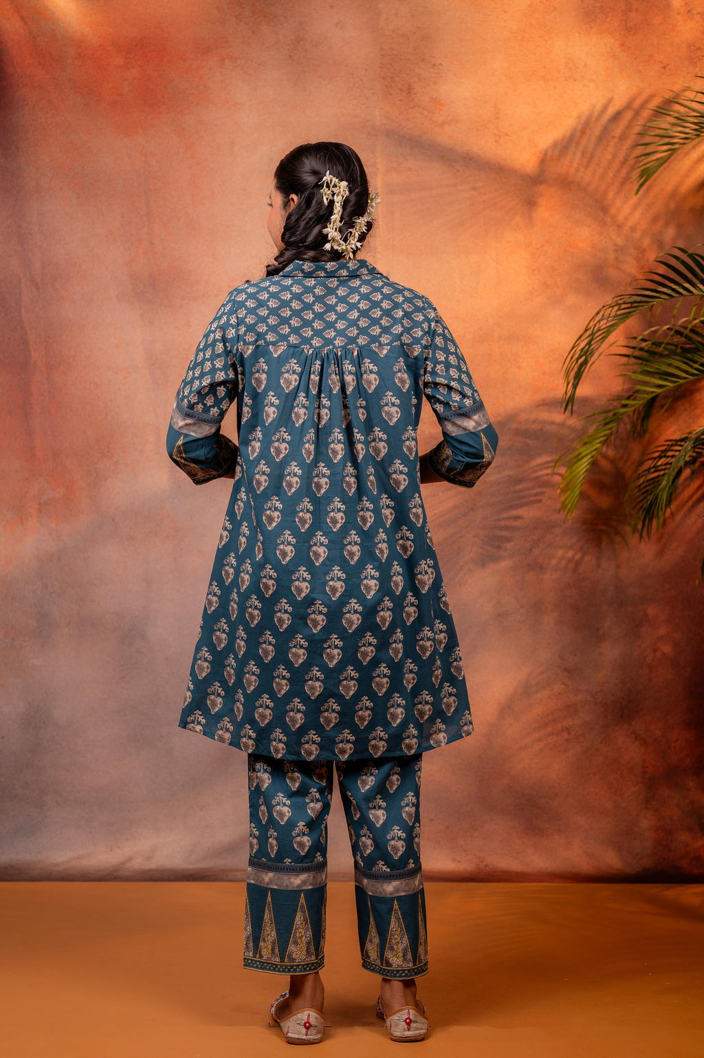 Juniper Rangrez TealGreen Ajrakh Co-ord Set | Grocsy