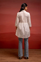 Juniper Off White Solid Viscose Tunic With Thread Work | Grocsy