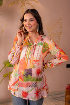 Juniper Abstract Printed Contemporary Tunic Top | Grocsy