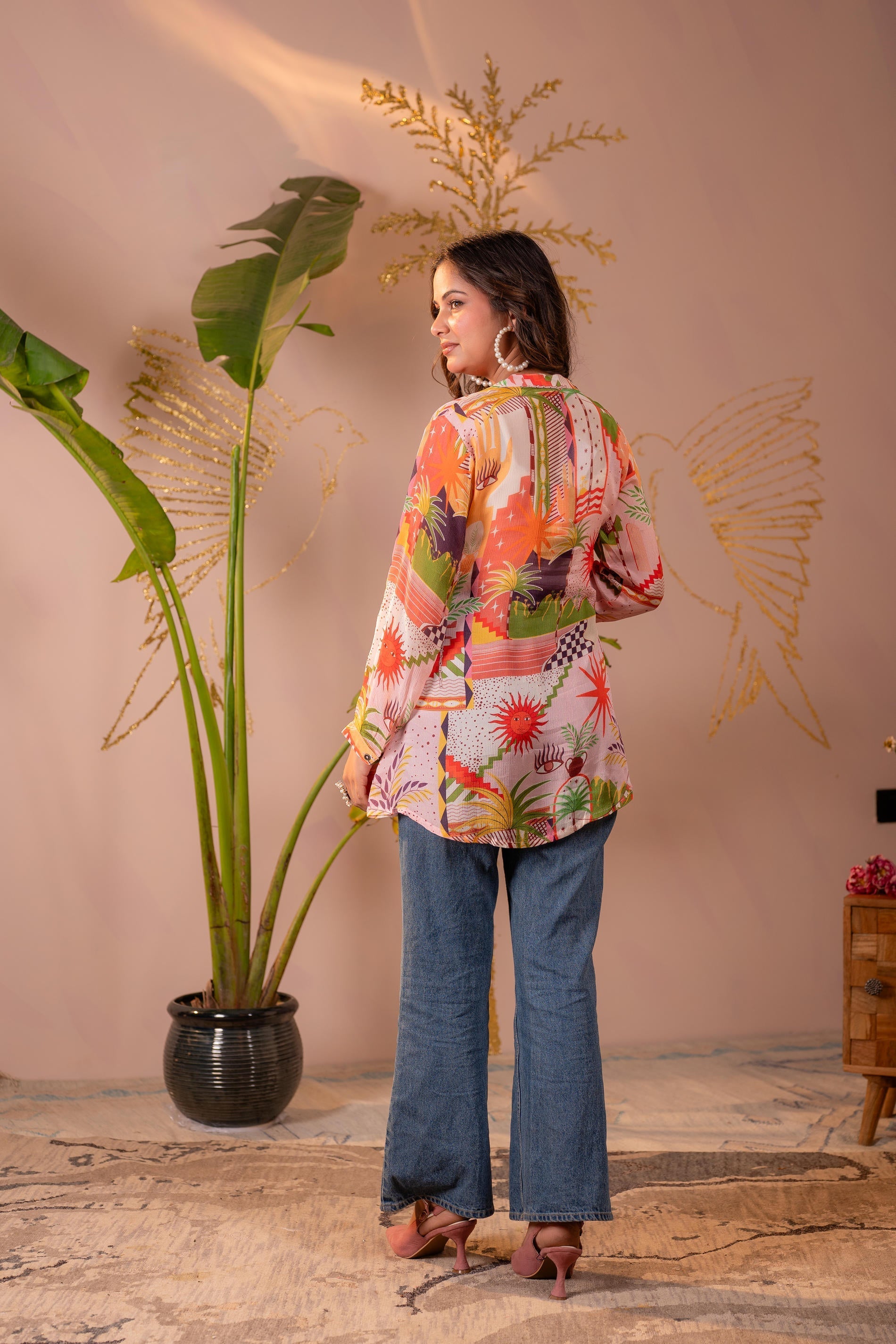 Juniper Abstract Printed Contemporary Tunic Top | Grocsy