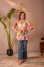 Juniper Abstract Printed Contemporary Tunic Top | Grocsy