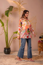 Juniper Abstract Printed Contemporary Tunic Top | Grocsy