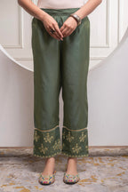 Juniper Fuchsia Green Solid Viscose Tunic And Pants Co-Ord Set With Zari Work And Button Detailing | Grocsy
