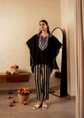 Juniper Black Solid Viscose Kaftan And Pants Co-Ord Set With Mirror And Thread Work | Grocsy