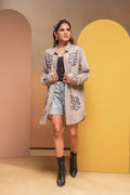 Juniper Grey Solid Viscose Shirt With Beads Work | Grocsy