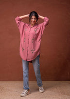 Juniper Viscose Dusty Pink Embellished Shirt With Sequin & Bead Details | Grocsy