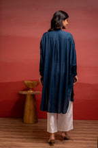 Juniper Viscose Blue Embellished Shirt With Sequin & Bead Details | Grocsy