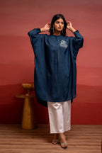 Juniper Viscose Blue Embellished Shirt With Sequin & Bead Details | Grocsy