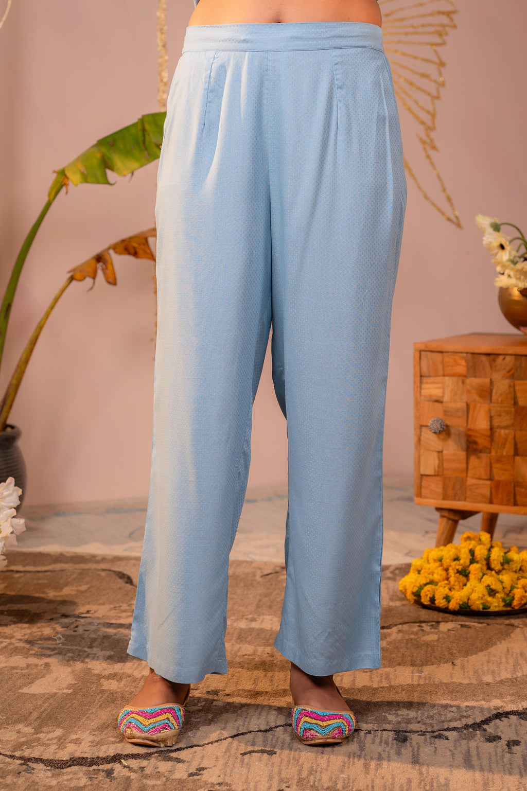 Juniper Blue Whisper Embroidered Comfort Co-ord | Grocsy